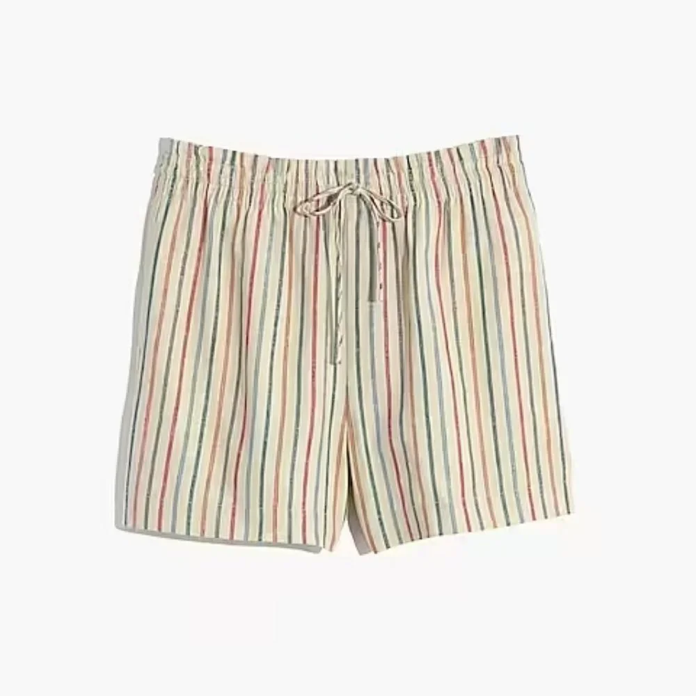 NWT Madewell Rainbow Stripe Shorts S Pull On Drawstring Cotton Linen - Picture 11 of 11